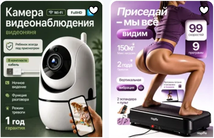Примеры оформленных карточек товаров